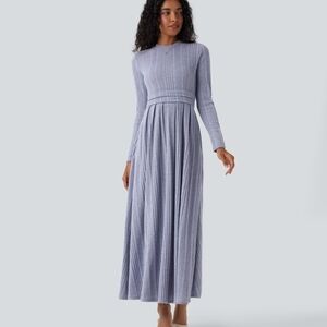 HALARA Long Sleeve Gray Maxi Dress